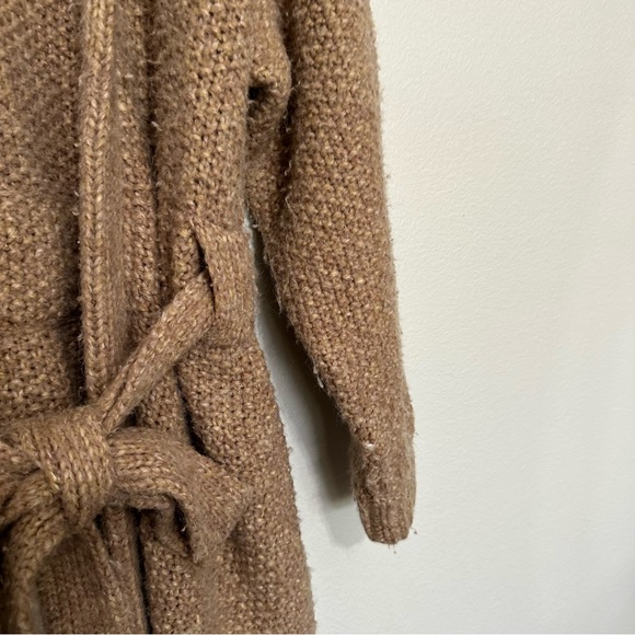 Lunya Chunky Wool belted Knit Cardigan Sweater Long Robe Delicate Tan Ginger M - Picture 7 of 10